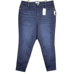 NWT ELOQUII High Rise Skinny Stretch Denim Blue Jeans Whisker SIZE 22S 22 SHORT